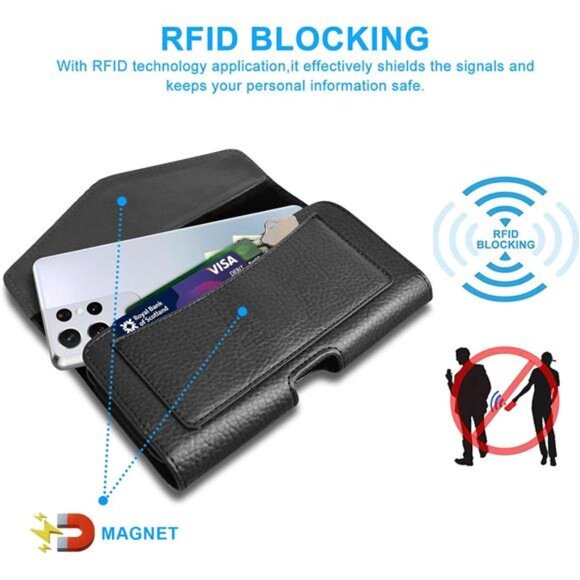 Leather Cell Phone Holster with Belt Loop Phone Belt Holder for Men Carrying - Picture 4 of 7